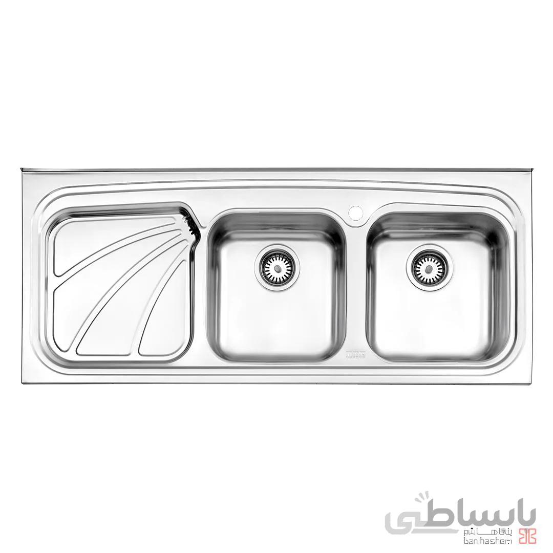 سینک ظرفشویی روکار استیل البرز ا پروانه Steel Alborz Double Bowl Sink 612/50