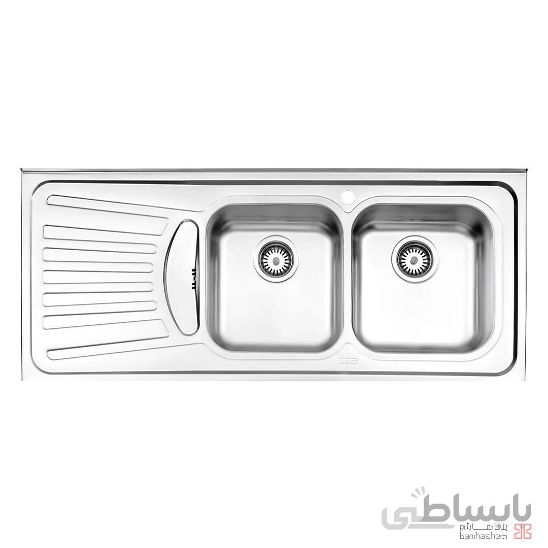 سینک استیل البرز دو لنگه فانتزی 725 روکار عرض 50 راست ا steelalbroz.sink725/50 on