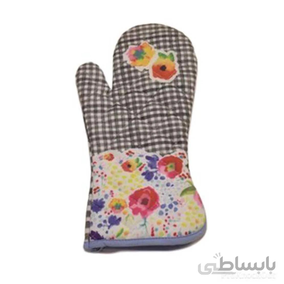 دستکش فر رزین تاژ طرح گلریز پانو کتان