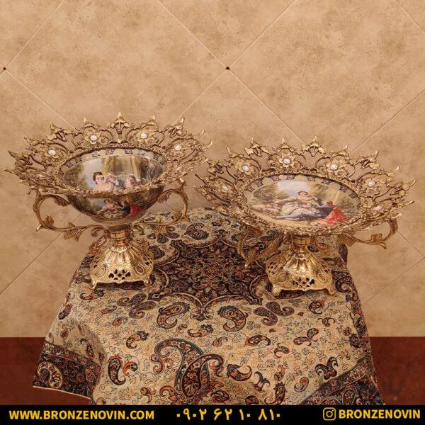 ست پذیرایی میوه خوری برنزی و شیرینی خوری برنزی آفتابگردان پرنس
