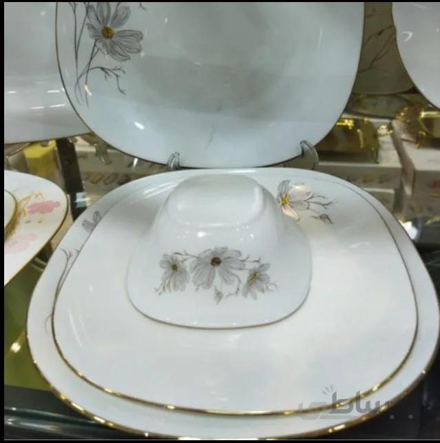سرویس آرکوپال 26 پارچه ژالین نقره ای لب طلا