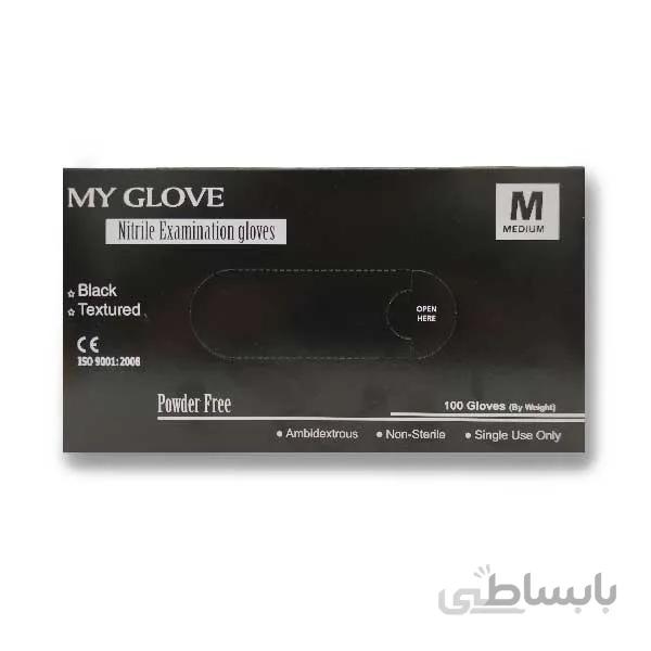 دستکش لاتکس نیتریل مشکی بسته 100 عددی سایز مدیوم M