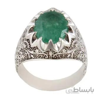 انگشتر نقره مردانه مدل زمرد کد AM_1788