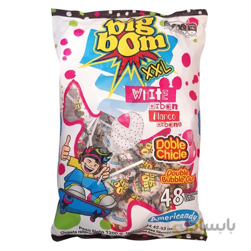 آبنبات چوبی بیگ بوم ۲ ایکس وایت ( آدامس دار ) – بسته ۴۸ عددی – BigBom White XXL Doble Chicle