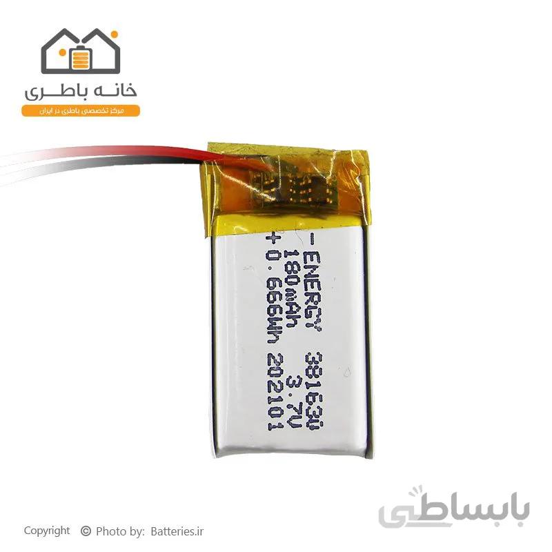 باتری لیتیوم پلیمر 3.7 ولت 180 میلی آمپر ساعت انرژی (381630)
