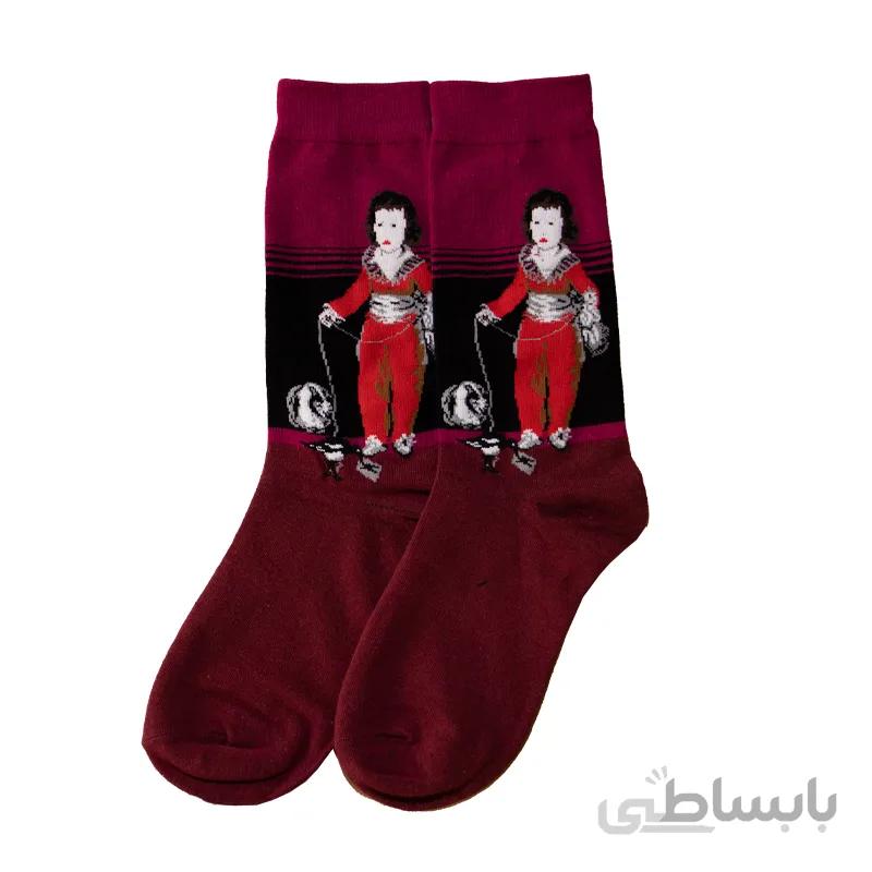 جوراب ساقدار نقاشی زرشکی خارجی کیوی