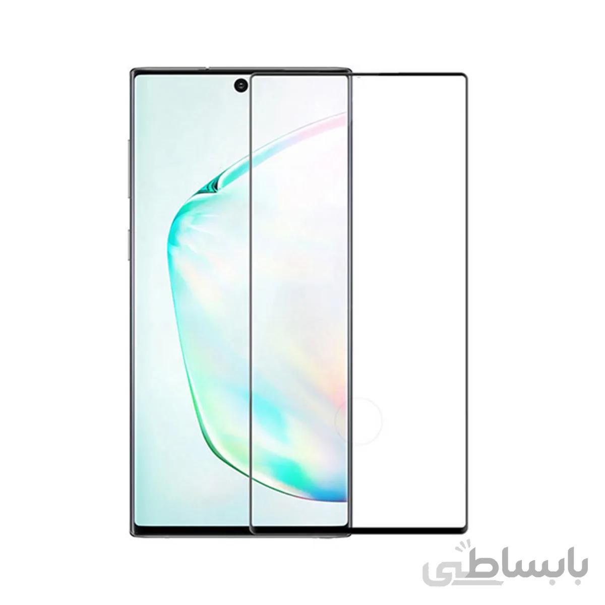 محافظ صفحه گلس تمام چسب مناسب samsung note 10 plus