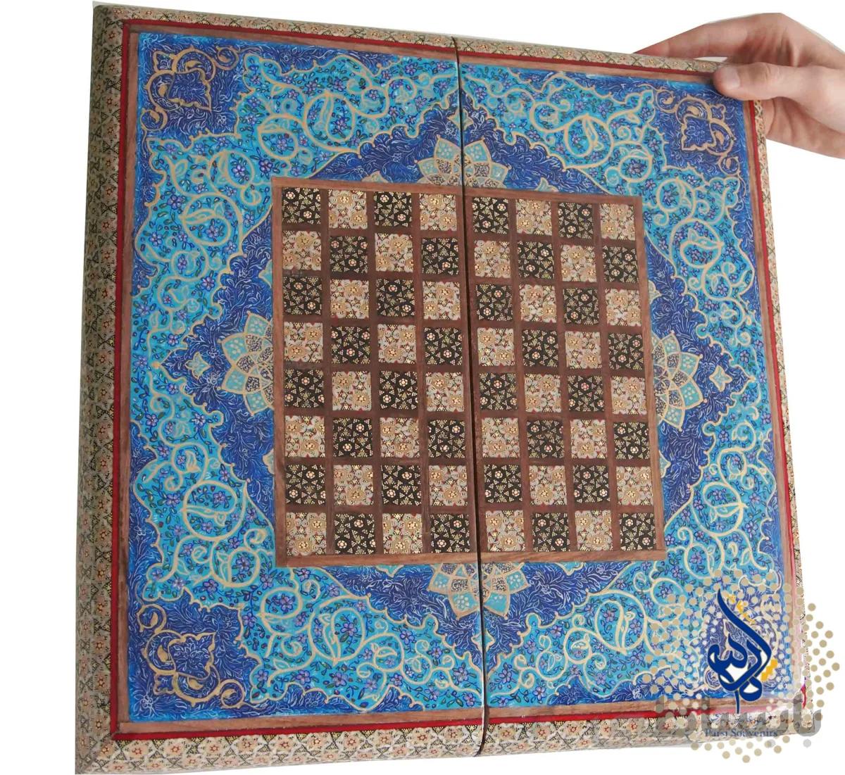 صفحه شطرنج و تخته نرد خاتم کاری طول 40 سانتی متر کد TNK-41