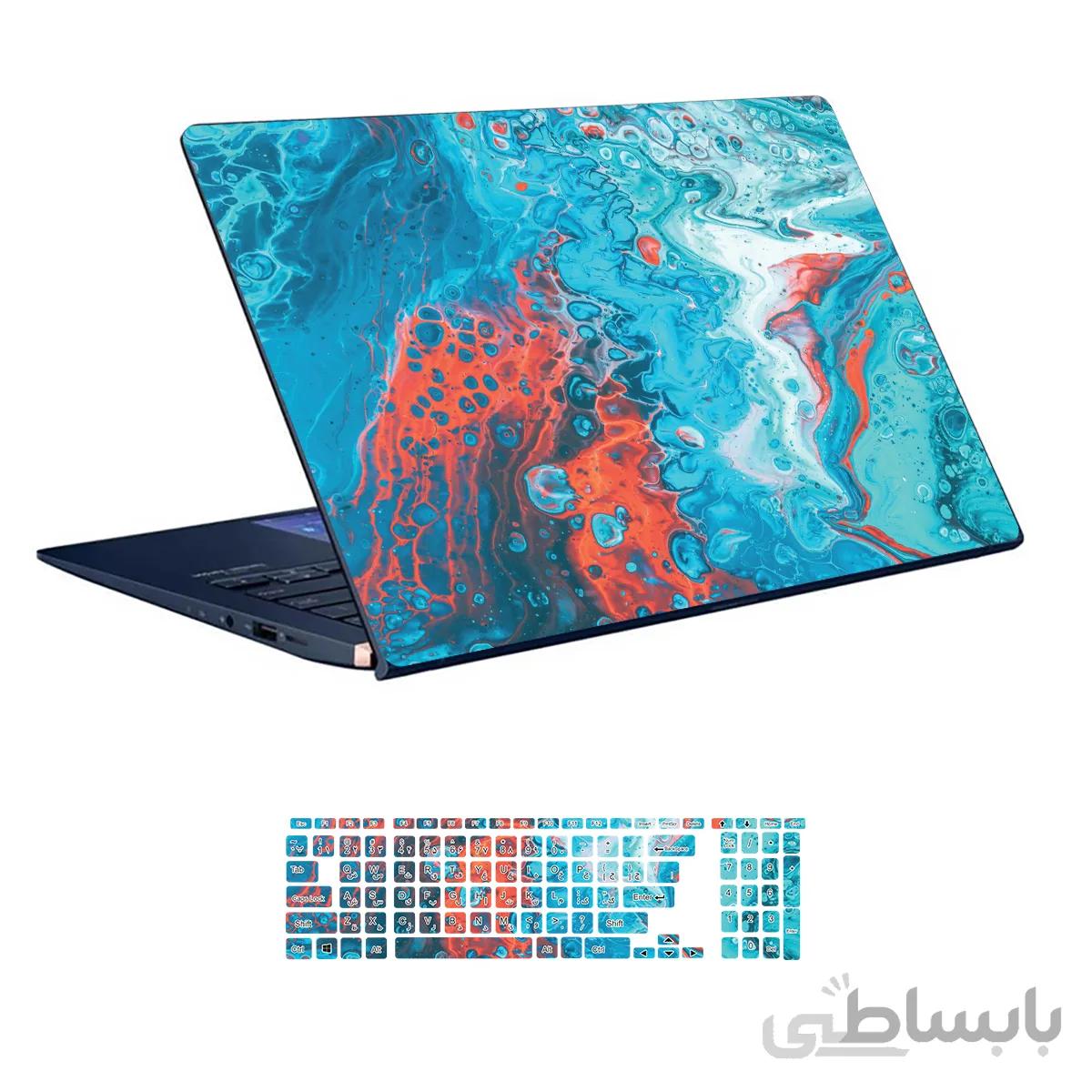 اسکین لپ تاپ طرح Colourful کد ۳۴ به همراه استیکر کیبورد