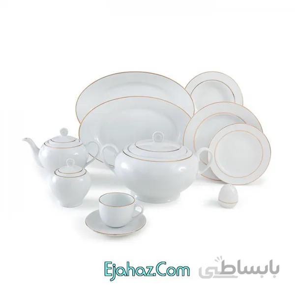 چینی زرین سری ایتالیا اف سرویس چینی زرین ایران 76 پارچه کامل زرین 12 نفره