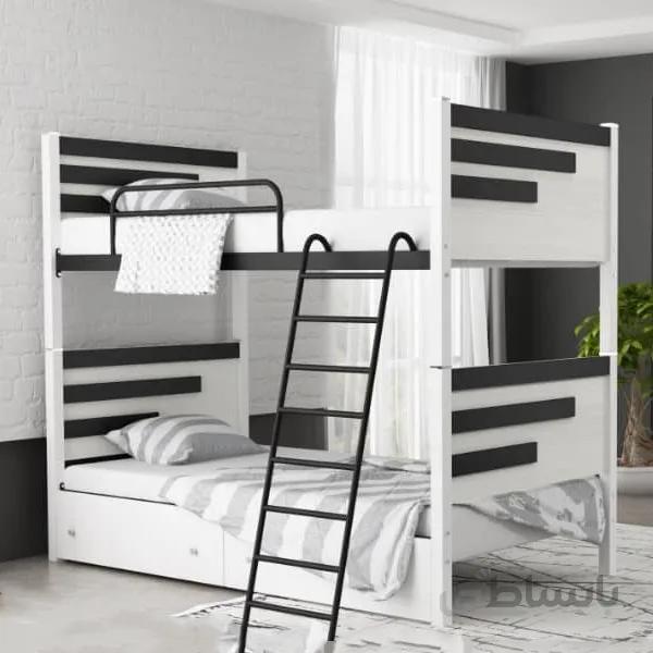 تخت خواب دو طبقه کد 277 مدل سه خط سایز 90x200 سانتیمتر - قهوه ای روشن
