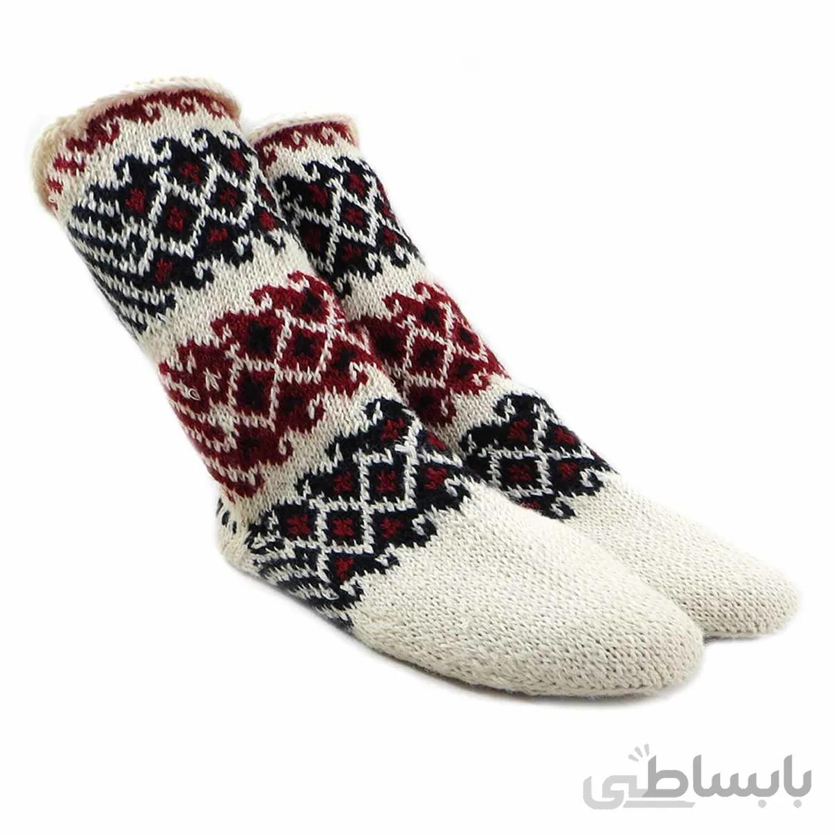 جوراب پنبه پلی استر دستباف سنتی کردستان کد 227 سایز 41-42