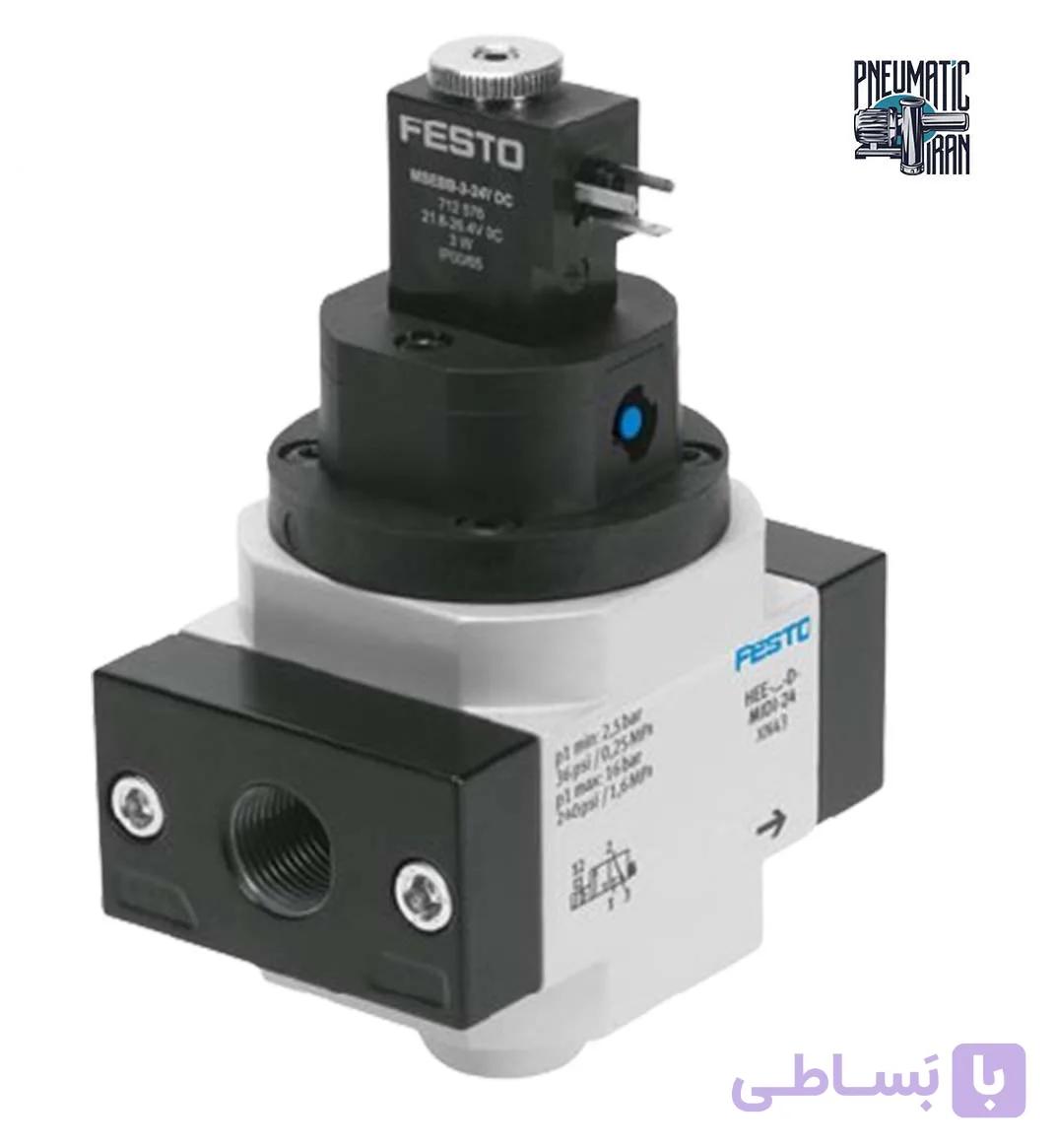 شیر پنوماتیک برقی مدل HEE-1/8-D-MINI-24 برند Festo