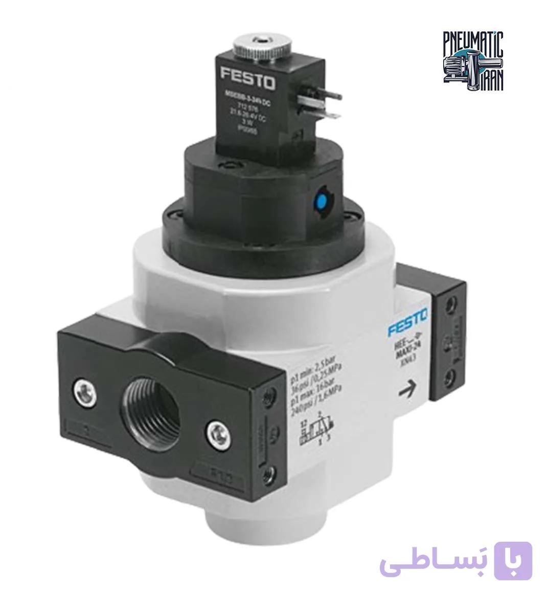 شیر پنوماتیک برقی مدل HEE-1/2-D-MAXI-24 برند Festo