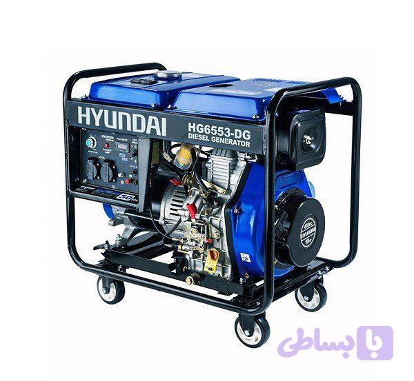 موتور برق هیوندای ۵.۳ کیلووات گازوئیلی استارتی HYUNDAI - HG6553-DG | موتوربرق بنزینی ۵ هزار و ۳۰۰ وات چهار زمانه تک فاز
