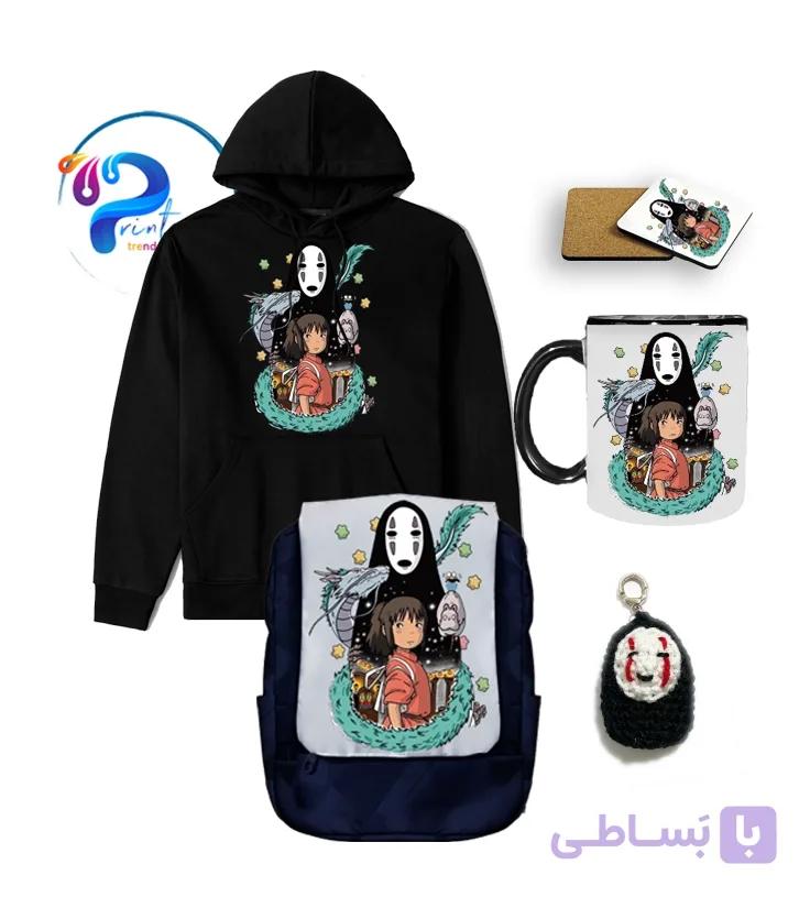 ست کامل هدیه انیمه شهر اشباح (Spirited Away) – شامل هودی، کوله پشتی، ماگ، زیرلیوانی و جاکلیدی