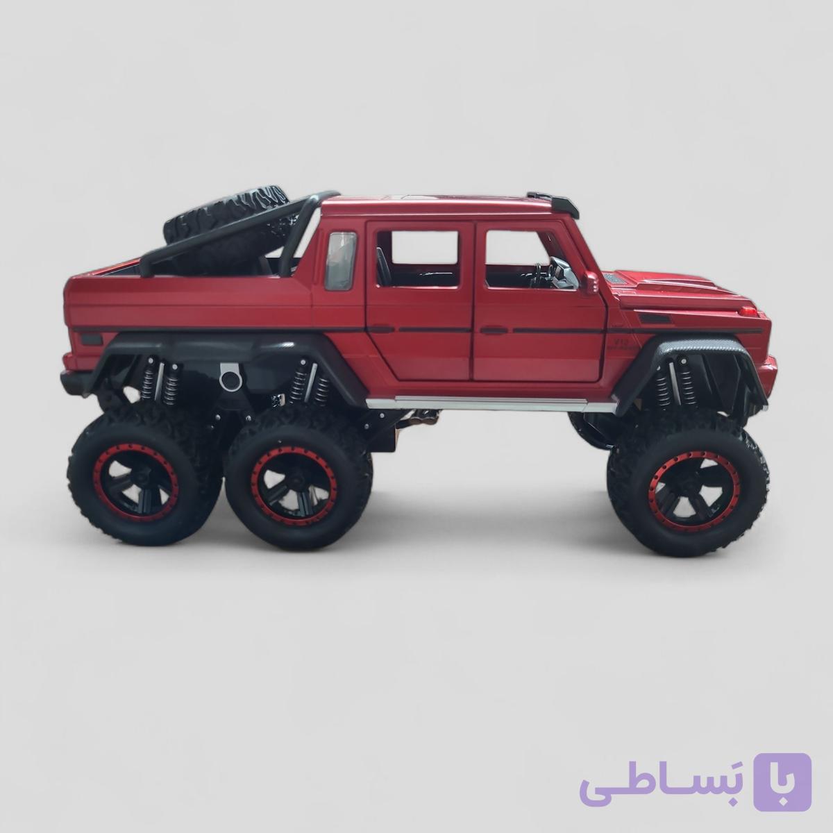ماشین فلزی مرسدس بنز G63 AMG شش چرخ قرمز مقیاس 1:22 مدل 122A