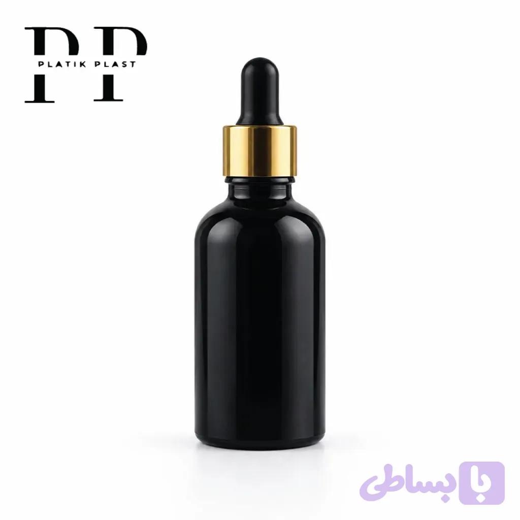 شیشه قطره چکان 50ml مشکی براق وارداتی مشکی طلایی