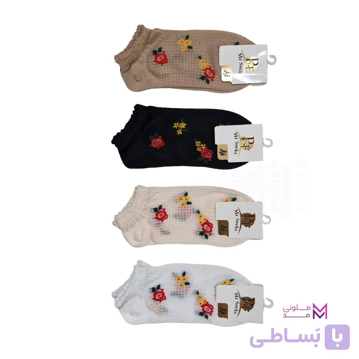 جوراب شیشه ای طرح گل - ملونی مد