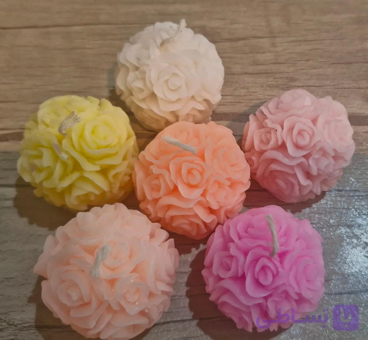 شمع گل رز توپی