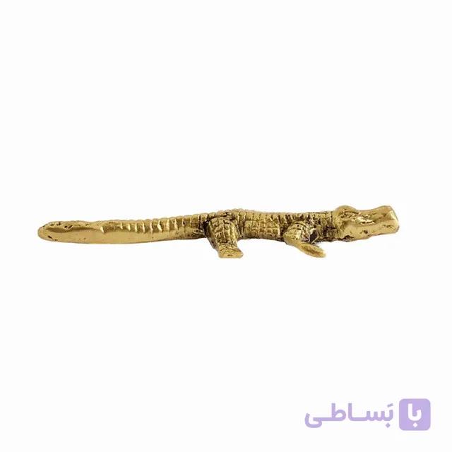 دکوری برنجی تمساح کوچک | تزیین خاص و جذاب برای میز تلوزیون میز کار و ..
