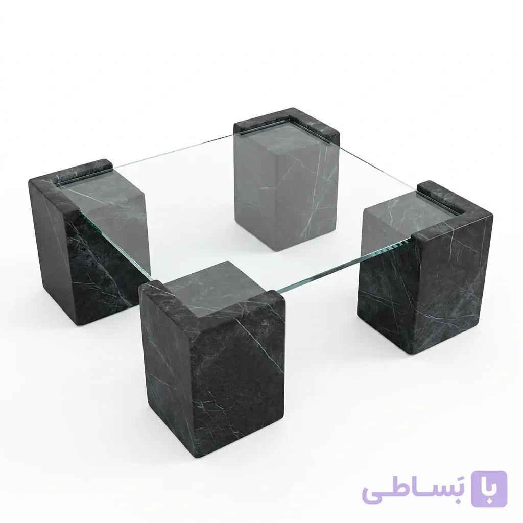 پایه میز سنگی چهار تکه مکعبی