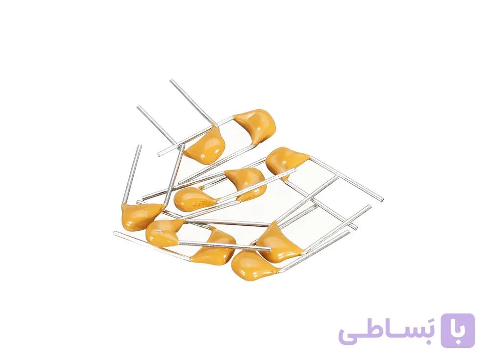 خازن مولتیلایر 10µF 50V تلرانس 10٪ پایهدار با فاصله پایه 5mm