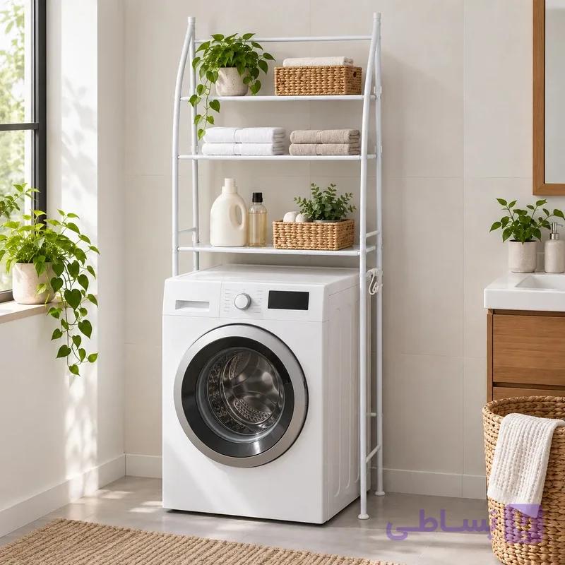 استند و قفسه نگهدارنده حمام مدل شلف ماشین لباسشویی کد Tm-093 - ترند شاپ تهران