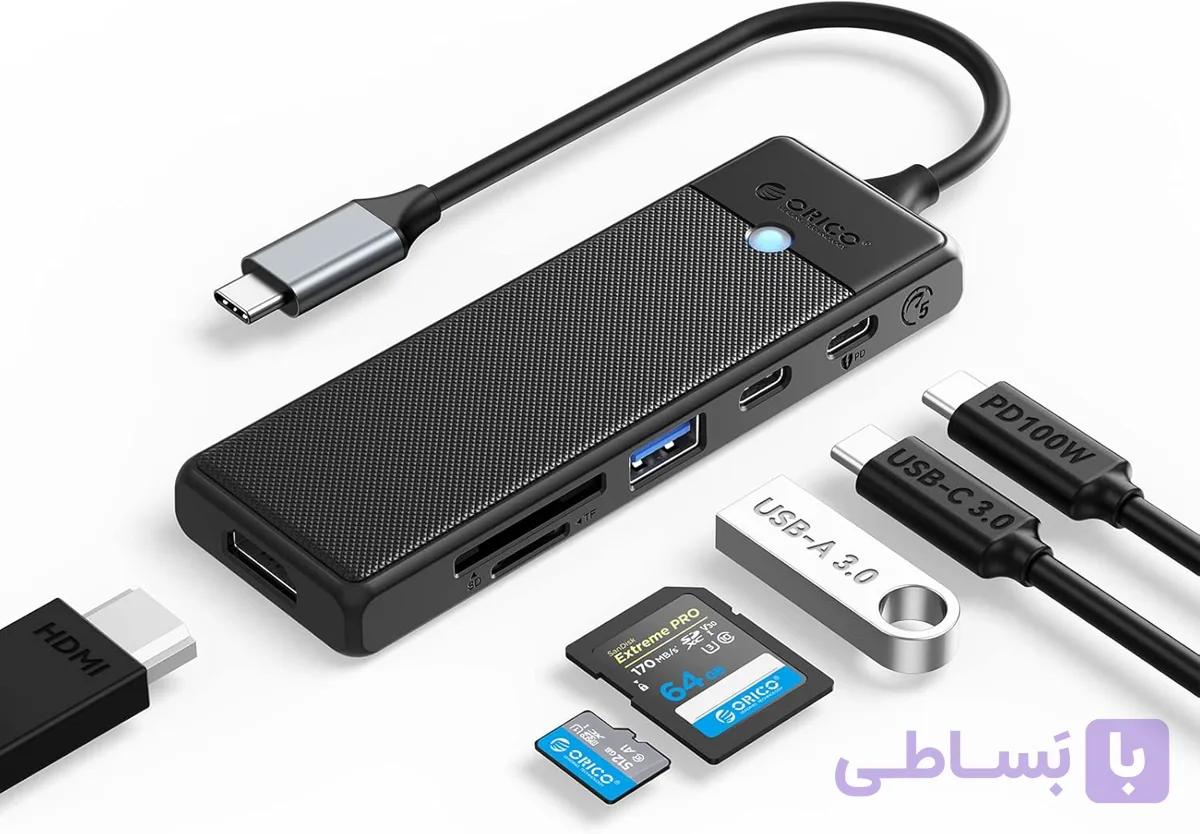 هاب 6 پورت Type-C اوریکو مدل PWD-6PS