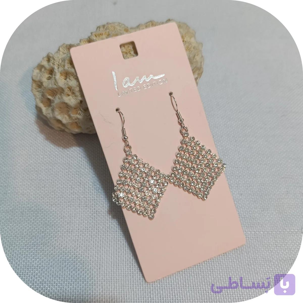 گوشواره آویز طرح دیسکویی نگیندار برند iam