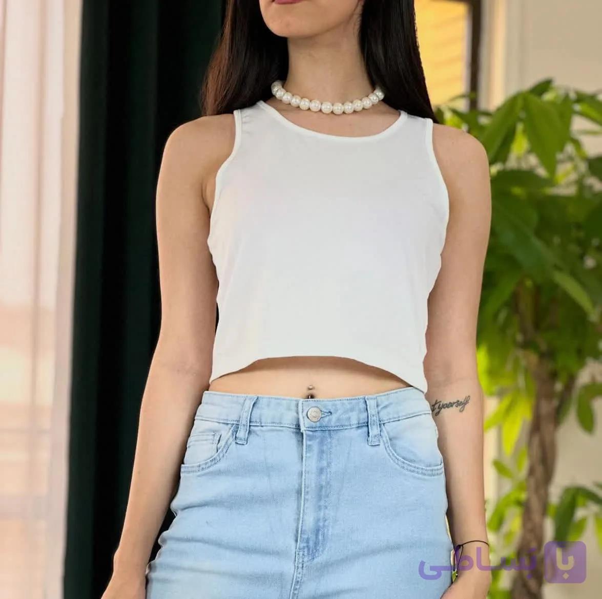تاپ زنانه رنگ سفید Shein کد: 30049000