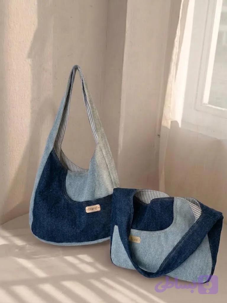 کیف دوشی جین دو رنگ مدل (¹)Hobo _ اسپرت و خاص