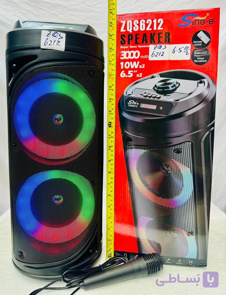 اسپیکر بلوتوثی قابل حمل ZQS-6212 دو باند 6.5 اینچ | 10 وات ×2 با نور RGB و میکروفون