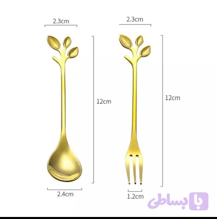 قاشق چایخوری طلایی برگی