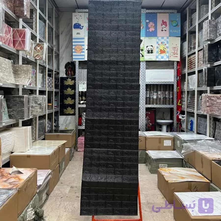 دیوارپوش فومی رولی پشت چسبدار طرح آجر مشکی ضخامت 2.5 میلیمتر کد 405-152