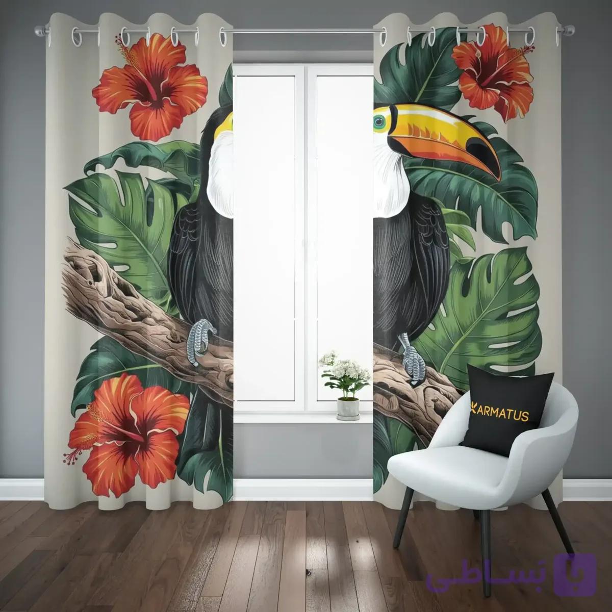 پرده پانچ طرح پرنده های استوایی Tropical Birds کد 10