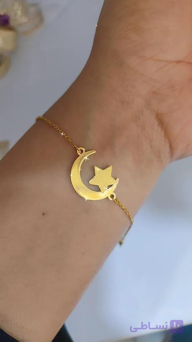 دستبند استیل شنی طرح ماه وستاره