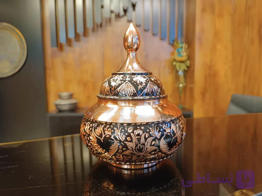 قندان مسی الماس تراش سایز 1 ارتفاع 10 سانت