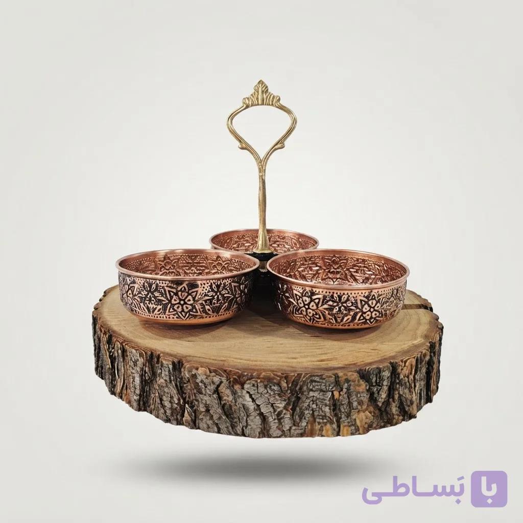 اردوخوری مسی ۳ تایی گلبرگ دیبا نانو مثلثی