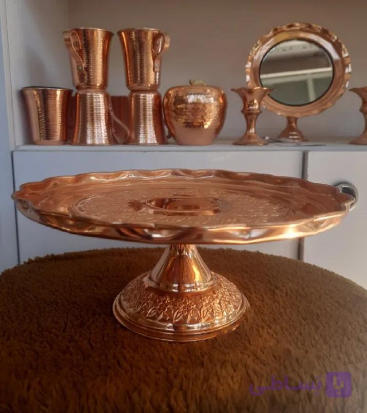 شیرینیخوری مسی گل برجسته رز قطر ۲۵ سانت