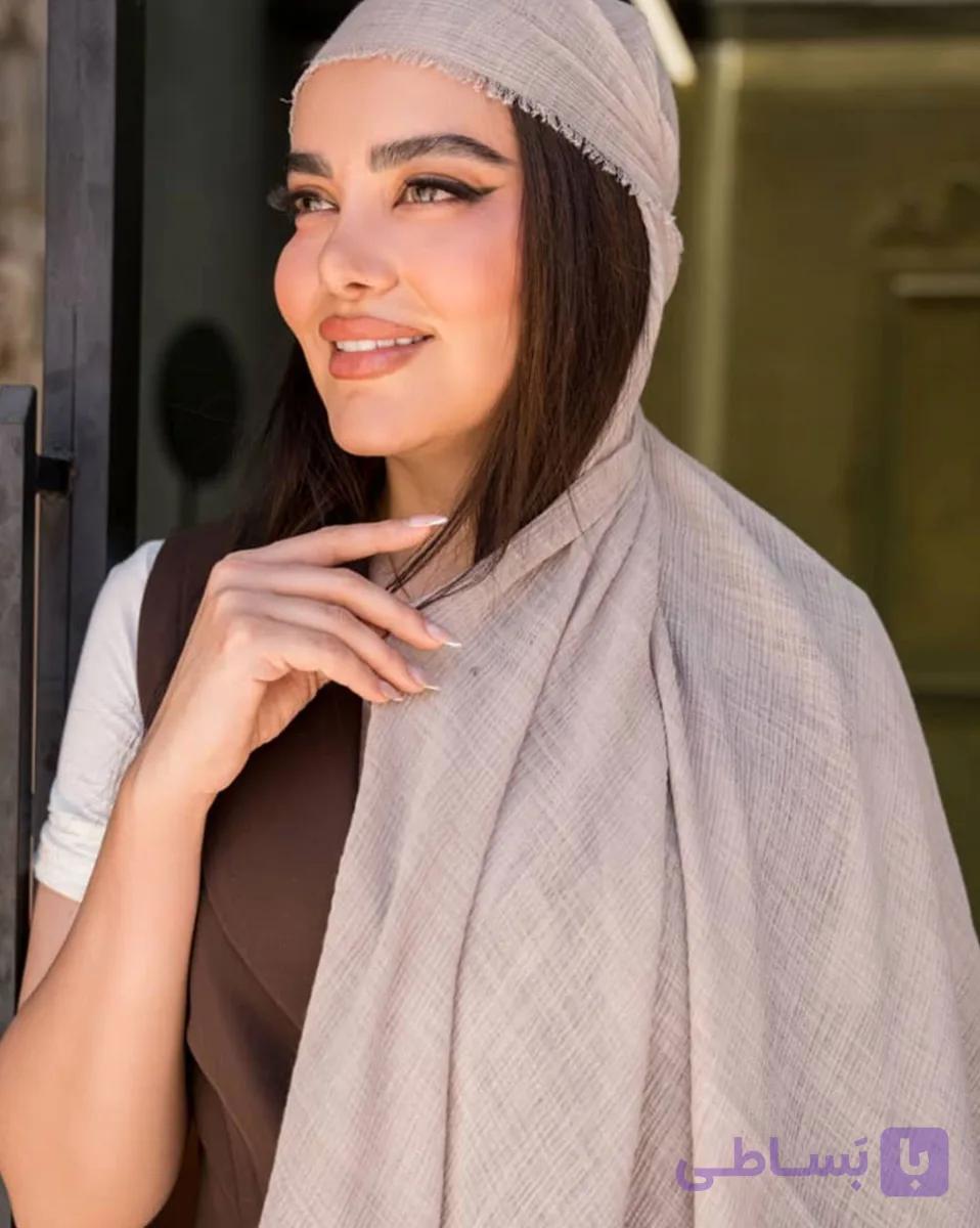 شال نخی مدل آناهیتا کرم