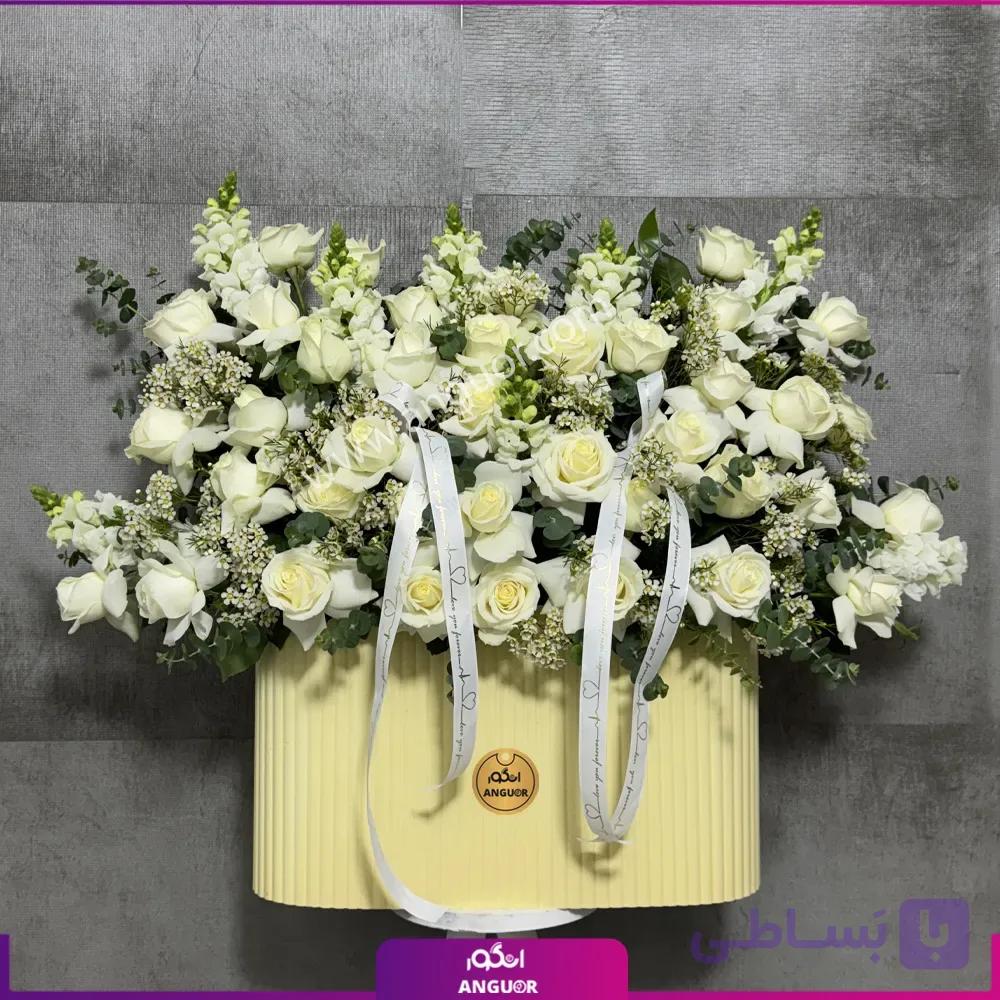 باکس گل رز سفید 40 شاخه ای