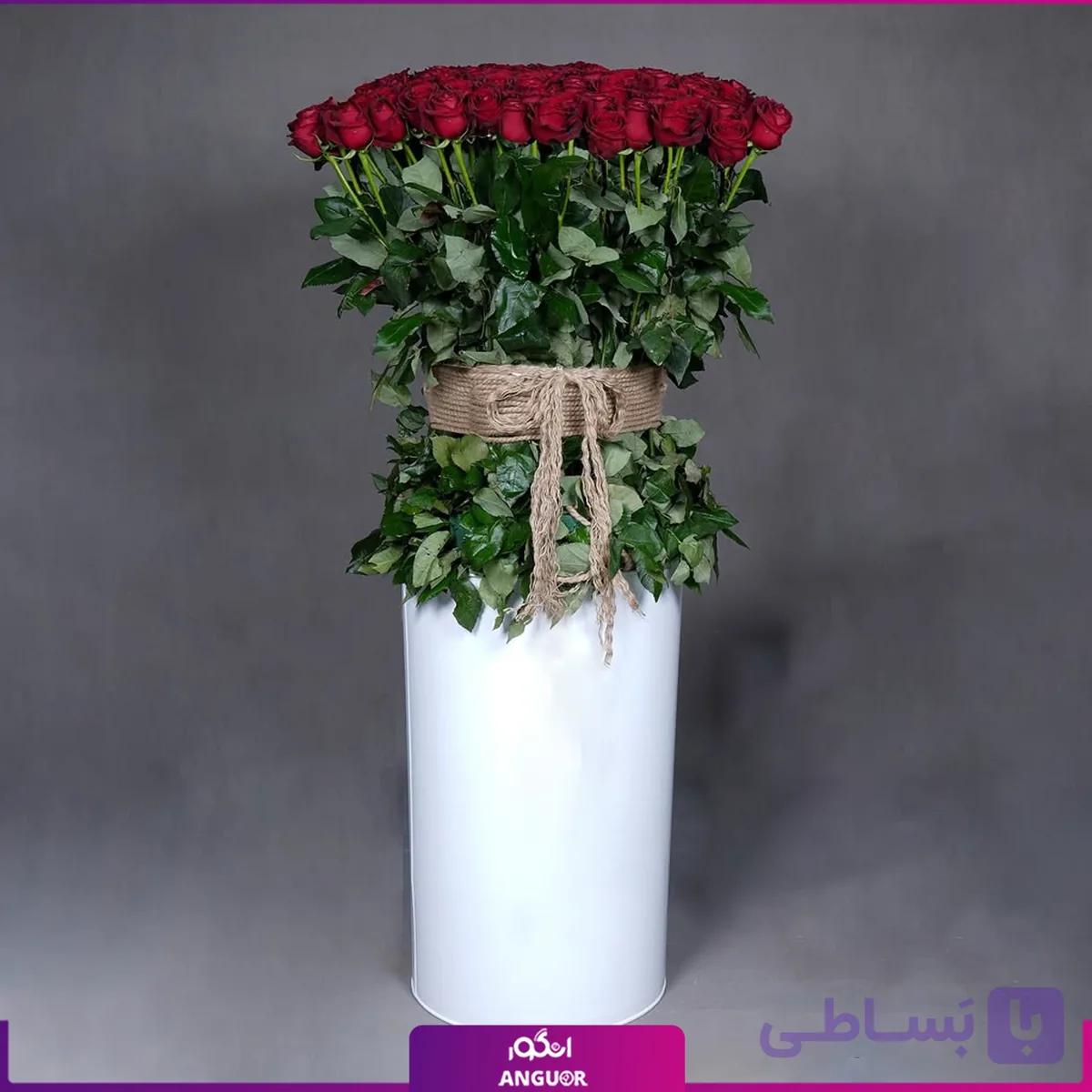 گلدان بلند 120 شاخه رز هلندی