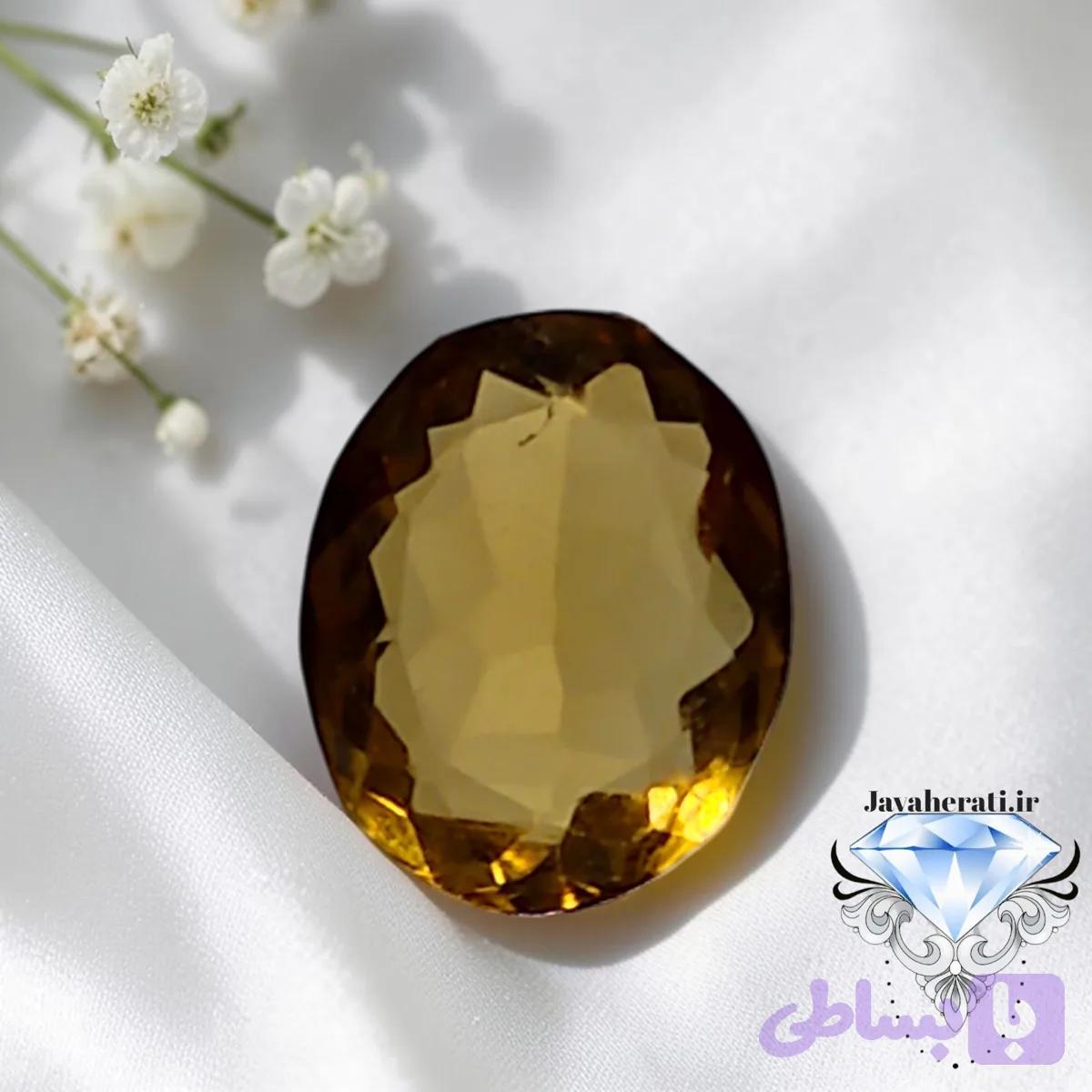 نگین سیترین پررنگ و طبیعی C26