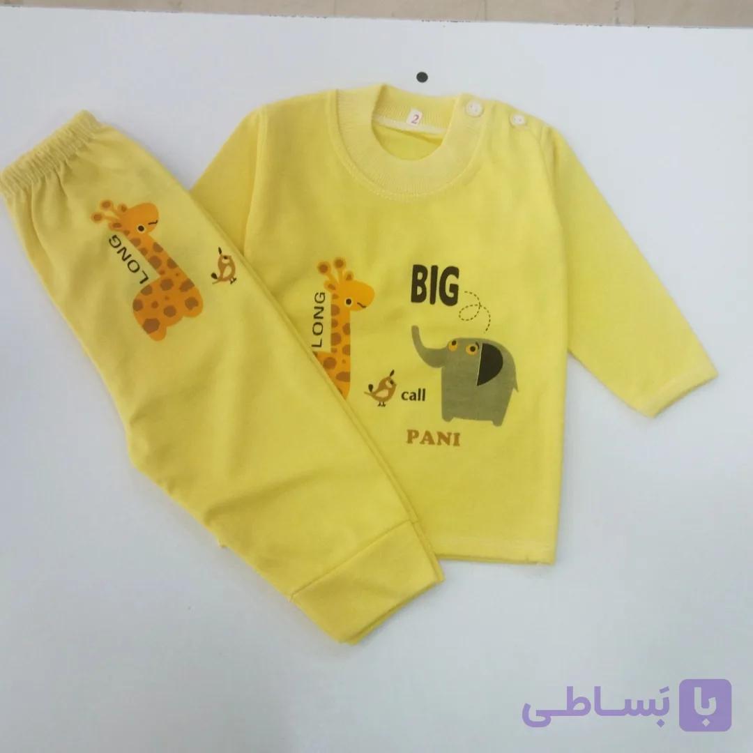 ست بلوز و شلوار نوزادی طرح زرافه مناسب 3 تا 6 ماه