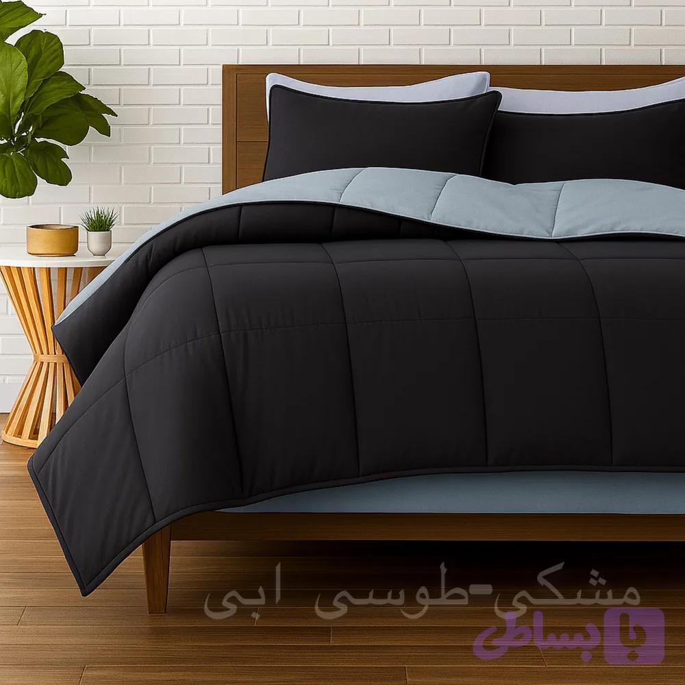 روتختی ساده دورو مشکی طوسی نخ پنبه