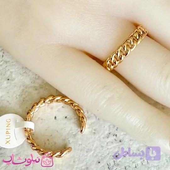 انگشتر زنانه ژوپینگ طلایی طرح زنجیری فری سایز کد 2991