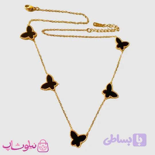 گردنبند دخترانه مدل پروانه های مشکی کد 1991