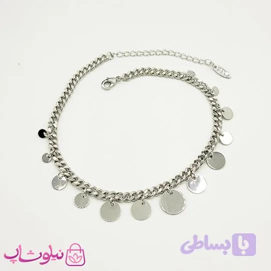 پابند زنجیری ysx با آویز دایره نقره ای کد 3291