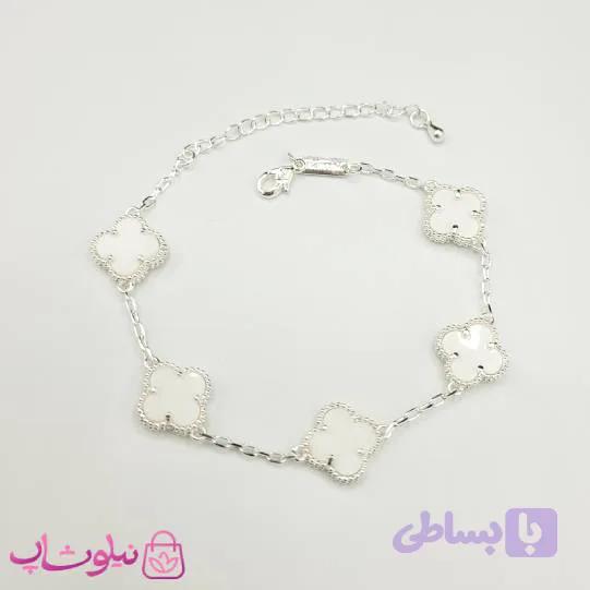 دستبند زنانه ونکلیف سفید آبکاری نقره کیفیت مستر کد 370